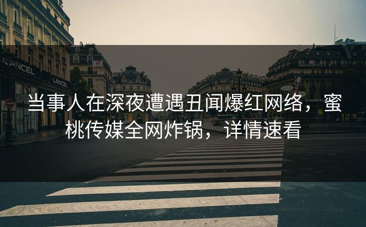 当事人在深夜遭遇丑闻爆红网络，蜜桃传媒全网炸锅，详情速看
