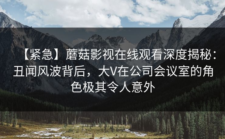【紧急】蘑菇影视在线观看深度揭秘：丑闻风波背后，大V在公司会议室的角色极其令人意外