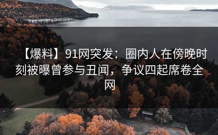 【爆料】91网突发：圈内人在傍晚时刻被曝曾参与丑闻，争议四起席卷全网