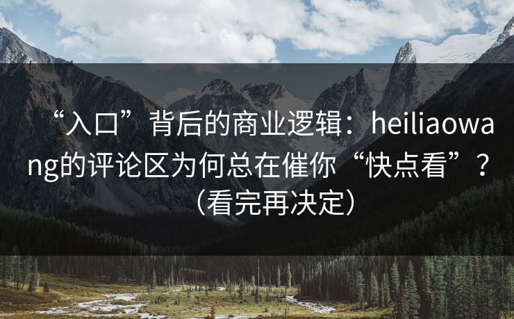 “入口”背后的商业逻辑:heiliaowang的评论区为何总在催你“快点看”?(看完再决定) “入口”背后的商业逻辑:heiliaowang的评论区为何总在催你“快点看”?(看完再决定)